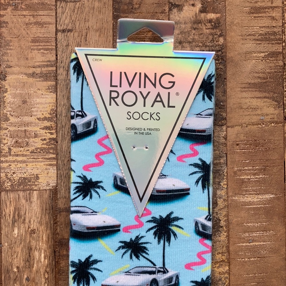 Living Royal socks. Fun car palm design.  **New**